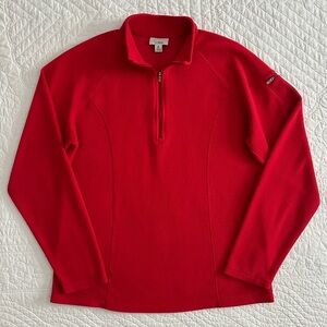 L.L. Bean Red Fleece Quarter Zip Pullover Sweatshirt Women’s Medium